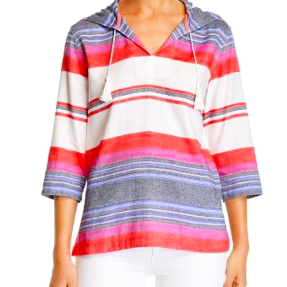 Tommy Bahama Pink Puple Blue Stripe Hoodie Womens XS *FINAL PRICE*
